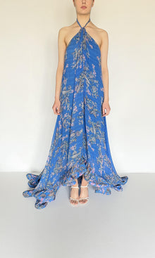 Hemant And Nandita | Inv Viscose Georgette Amyra High Low Dress | Blue
