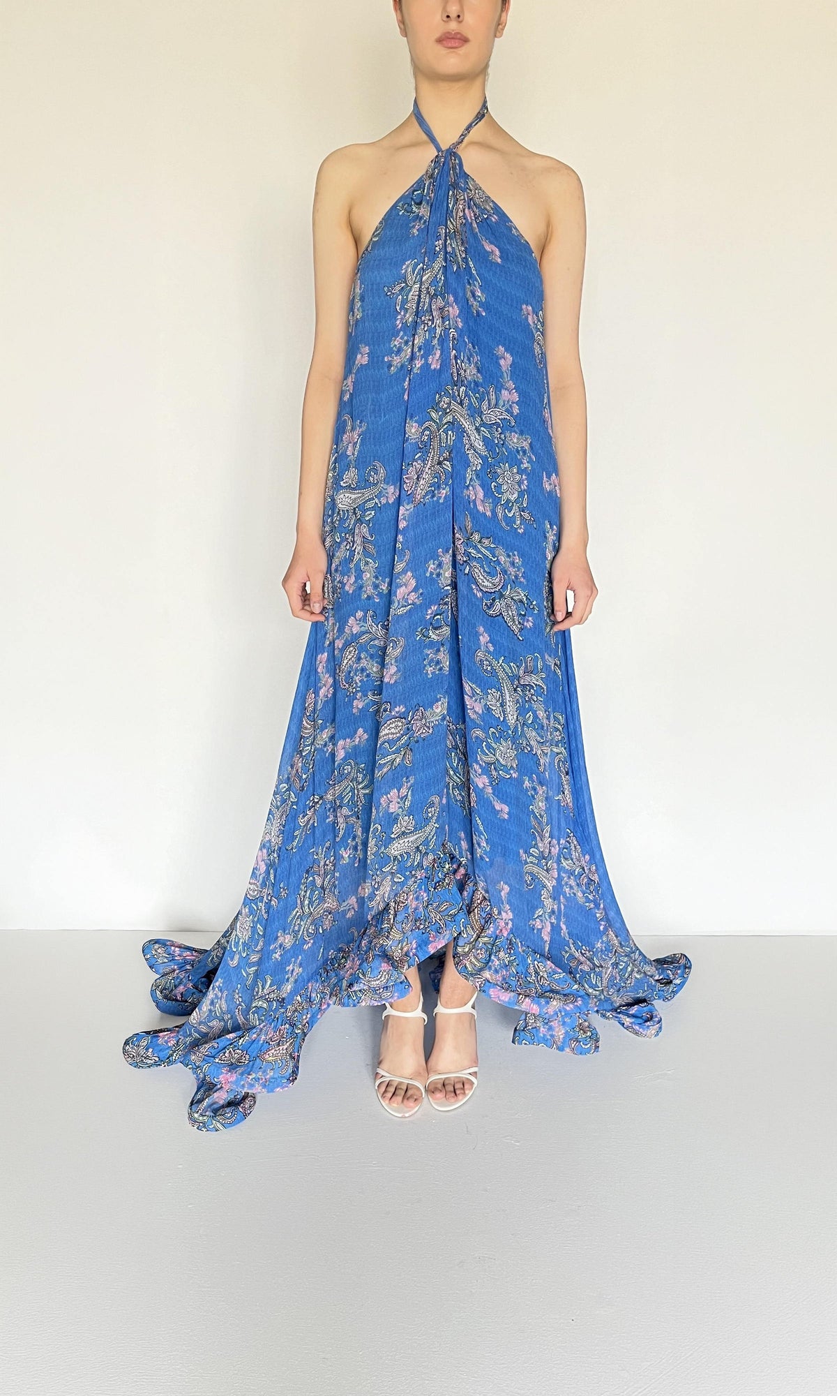 Hemant And Nandita | Inv Viscose Georgette Amyra High Low Dress | Blue