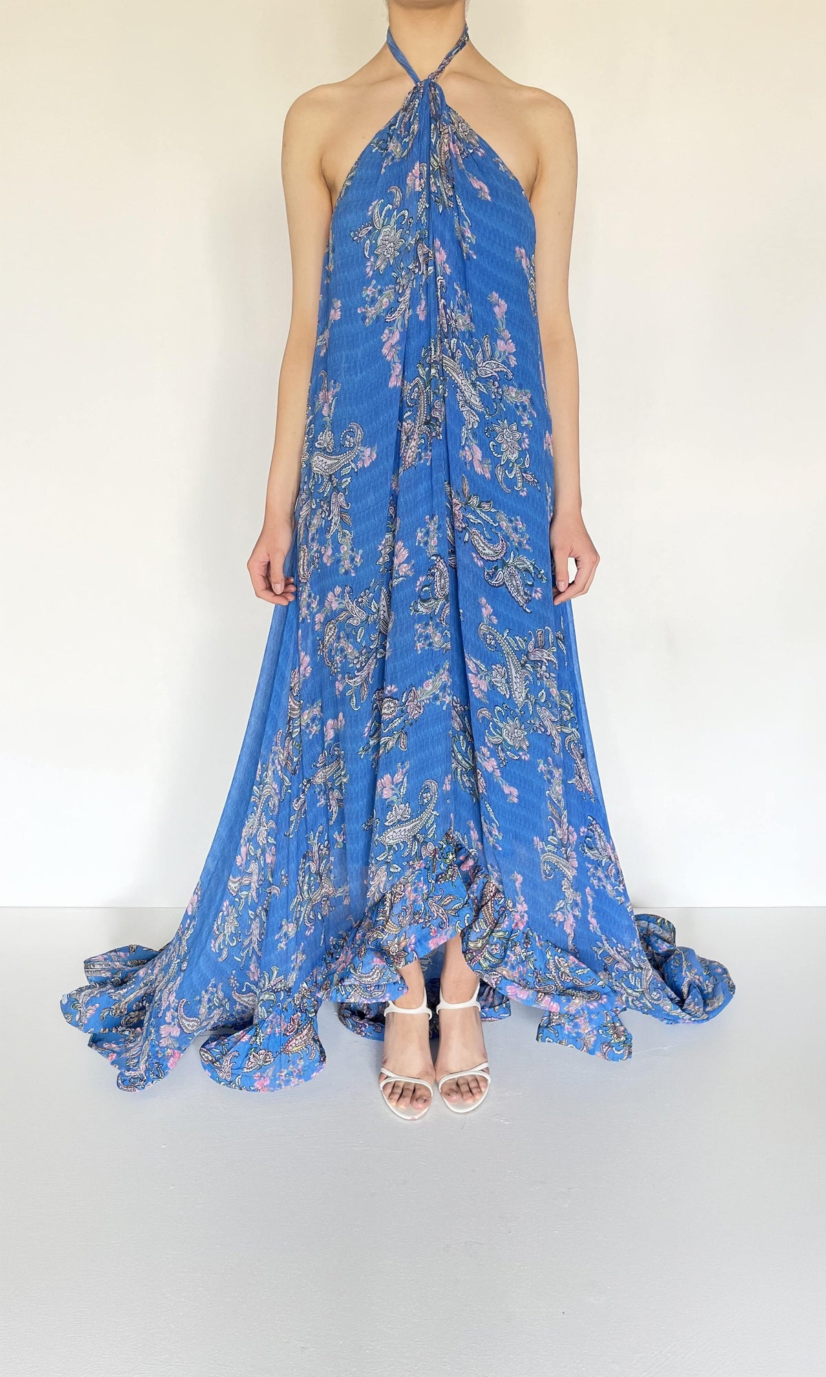 Hemant And Nandita | Inv Viscose Georgette Amyra High Low Dress | Blue