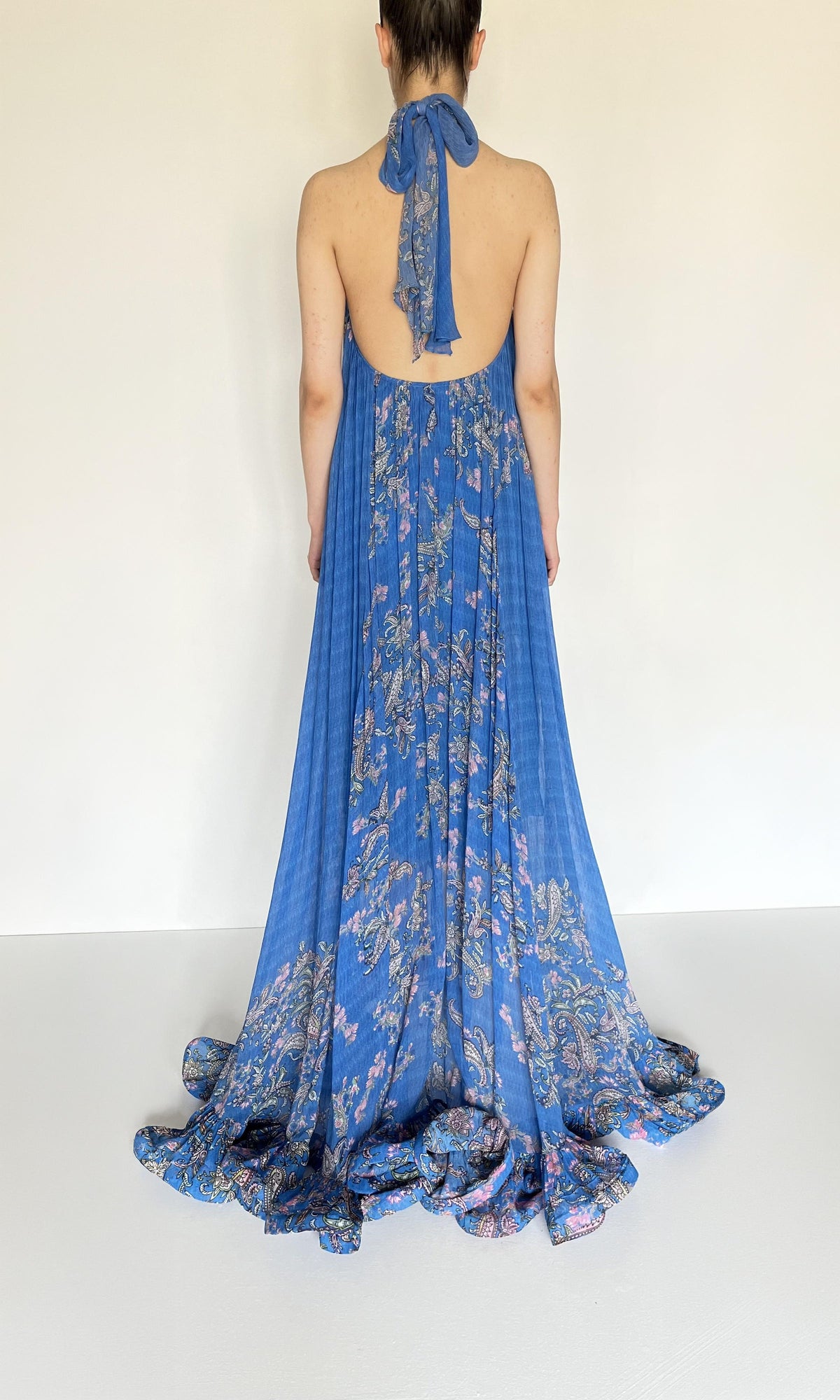Hemant And Nandita | Inv Viscose Georgette Amyra High Low Dress | Blue