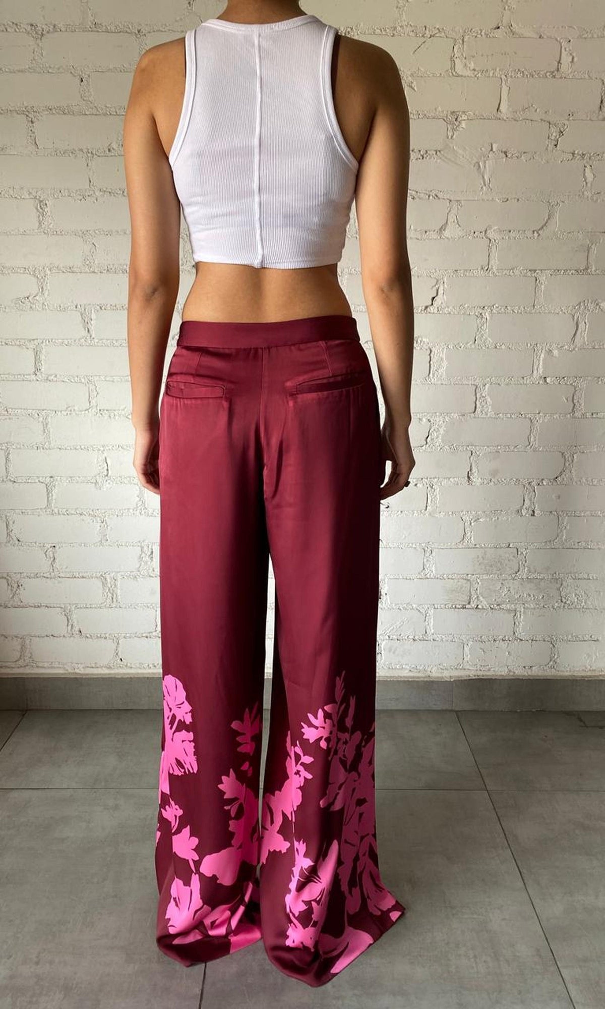 Hemant And Nandita | Inv Viscose Satin Pants | Burgundy