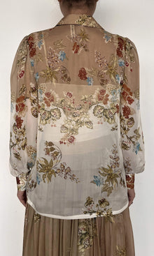 Hemant And Nandita | Inv Flat Chiffon Shirt | Brown Print
