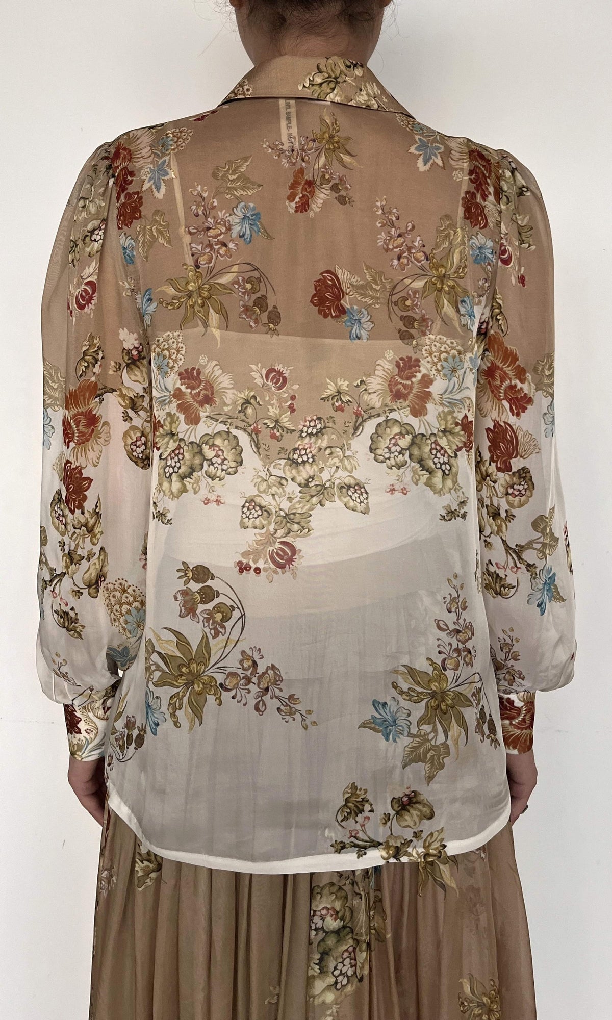 Hemant And Nandita | Inv Flat Chiffon Shirt | Brown Print