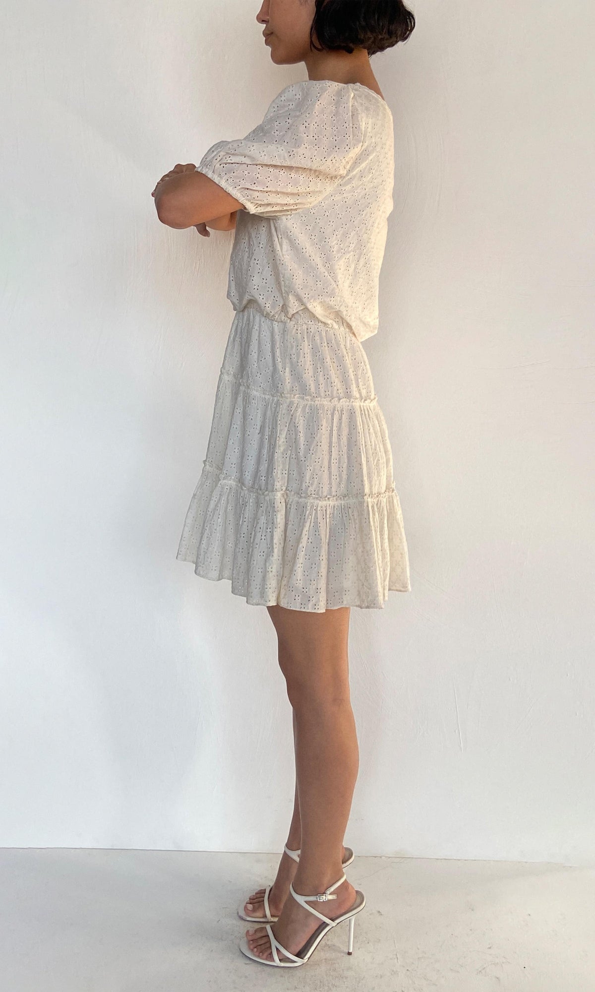 Hemant And Nandita | Inv Cotton Short Dress | Off White