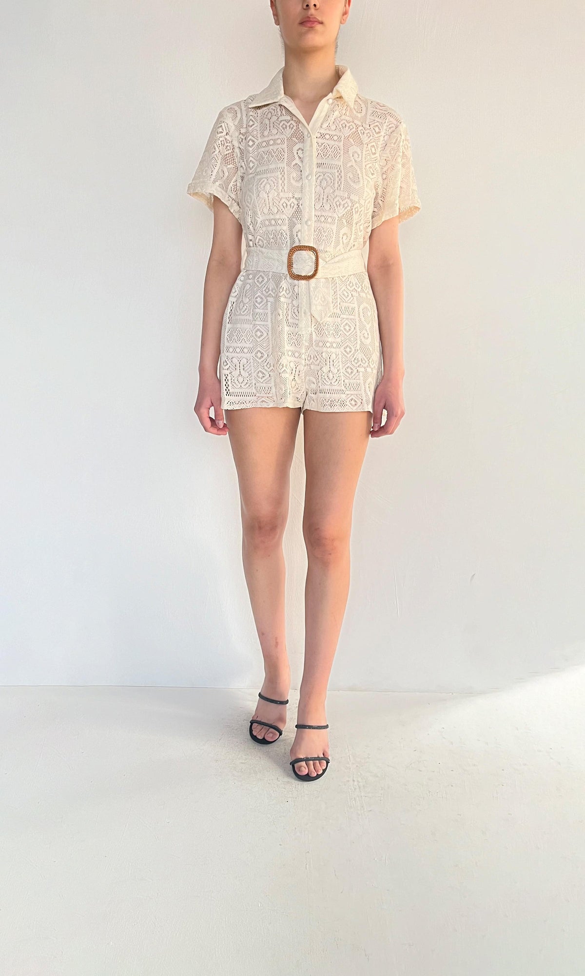 Womens | Inv Cotton Jacquard Nysa Romper | White
