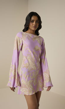 Hemant And Nandita | Jiah Heavy Crepe Short Dress | Lilac