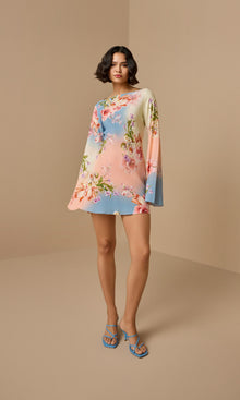 Hemant And Nandita | Kavi Viscose Crepe Heavy Short Dress | Blue Ivory