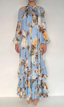 Hemant And Nandita | Kena Viscose Flat Chiffon Maxi Dress | Blue