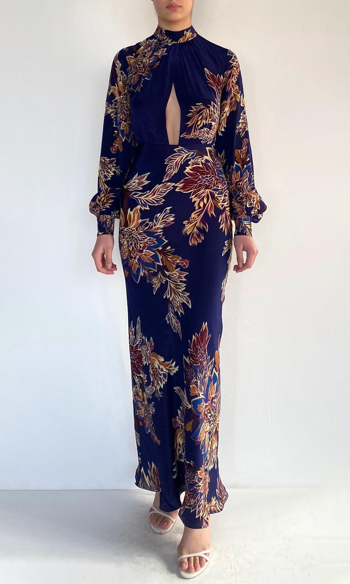 Hemant And Nandita | Leela Viscose Crepe Long Dress | Midnight Blue