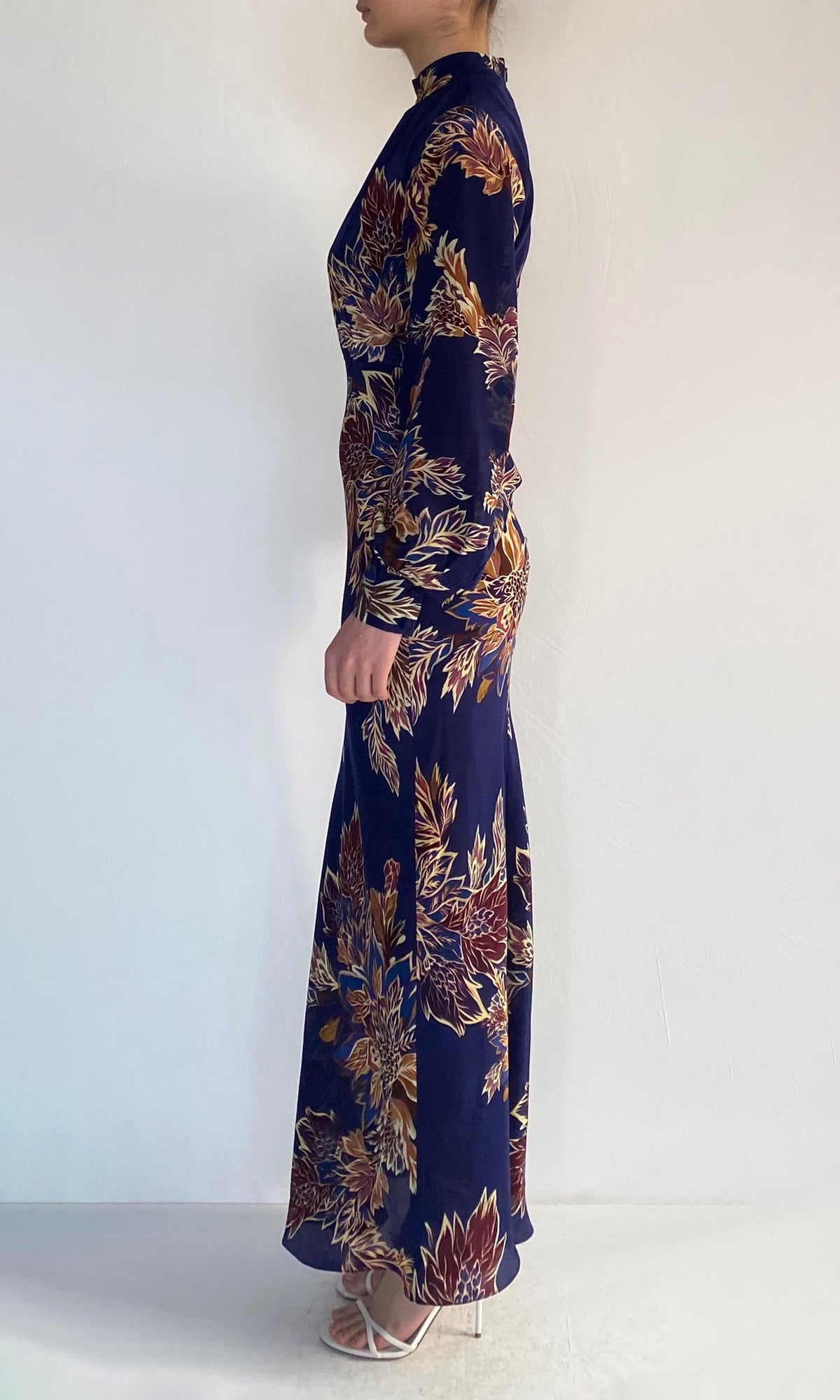 Hemant And Nandita | Leela Viscose Crepe Long Dress | Midnight Blue