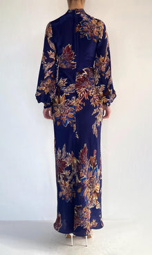 Hemant And Nandita | Leela Viscose Crepe Long Dress | Midnight Blue