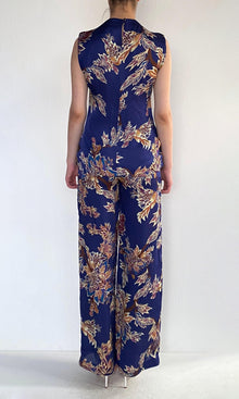Hemant And Nandita | Leela Viscose Satin Cowl Sleeveless Top | Midnight Blue