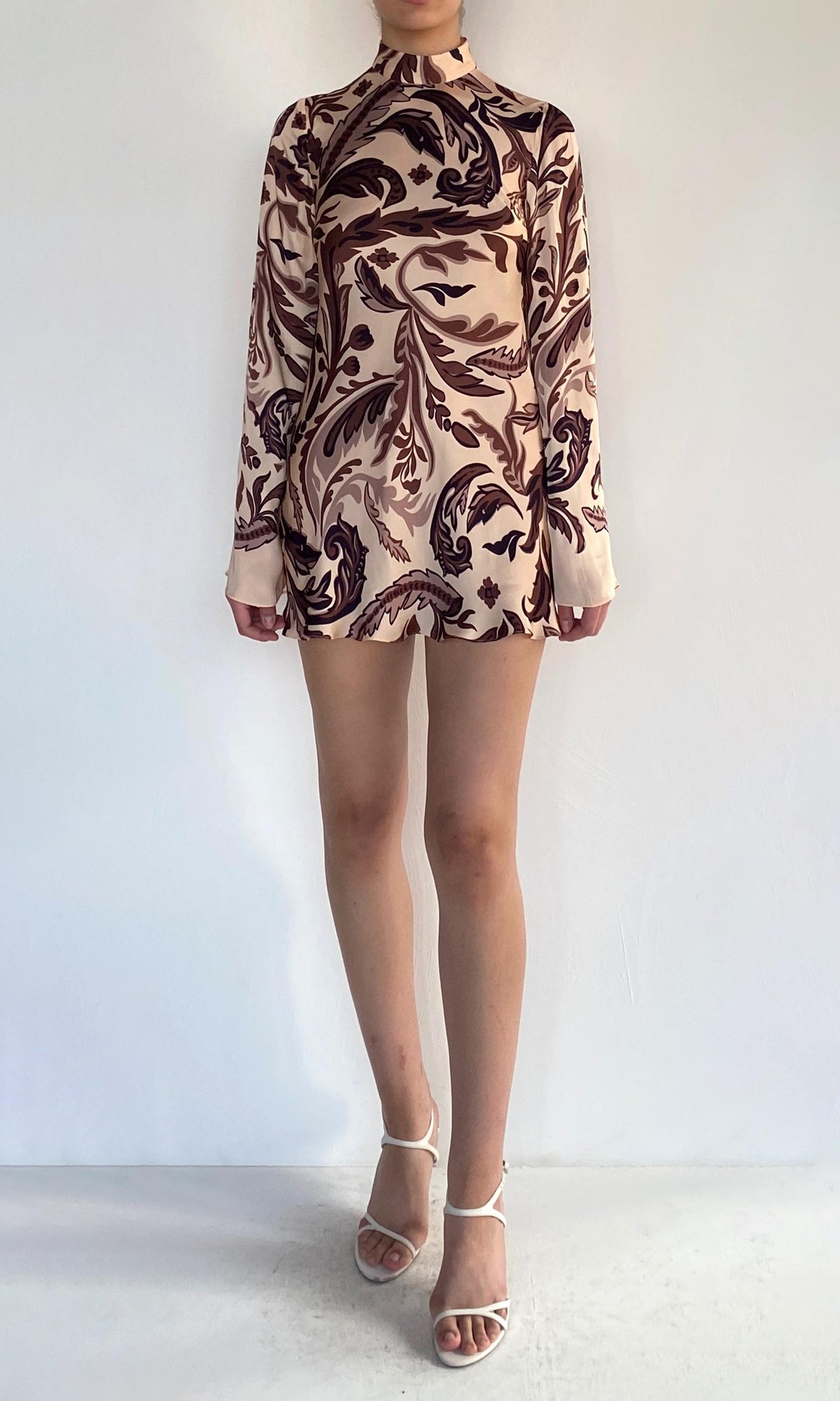 Hemant And Nandita | Lira Viscose Satin Mini Dress | Eggshell