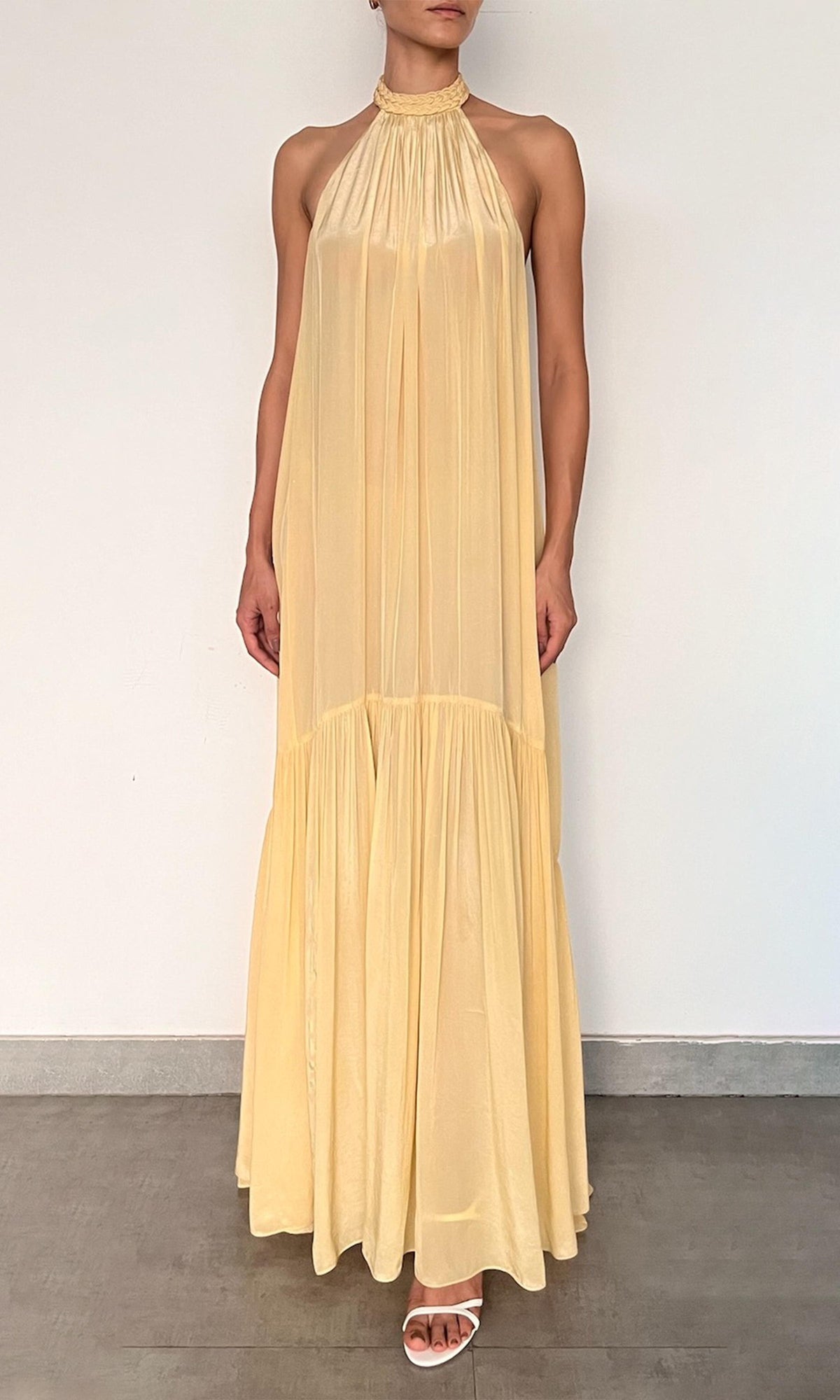 Womens | Nain Chiffon Long Dress | Yellow