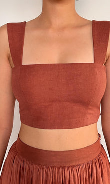 Hemant And Nandita | Nain Viscose Organza Linen Corset Top | Brown