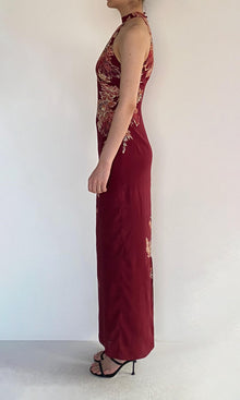 Womens | Niya Viscose Heavy Crepe Halter Midi Dress | Maroon
