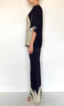 Hemant And Nandita | Palm Viscose Heavy Crepe Boat Neck Top | Black