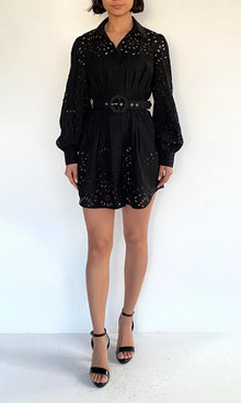 Hemant And Nandita | Rai Cotton Poplin Shirt Mini Dress | Black