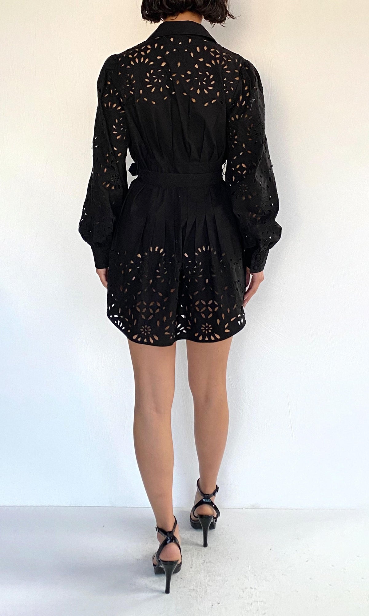 Hemant And Nandita | Rai Cotton Poplin Shirt Mini Dress | Black
