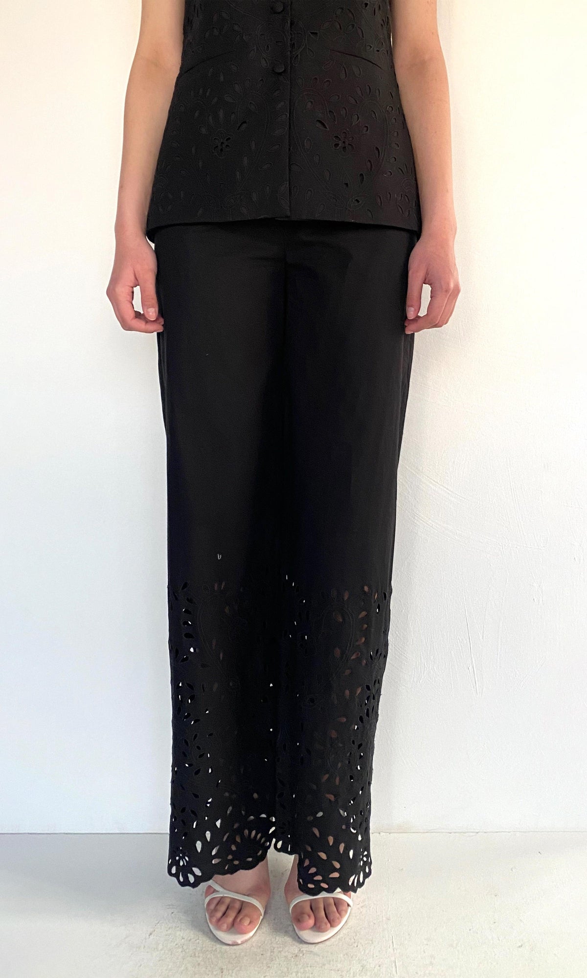 Hemant And Nandita | Rai Cotton Poplin Straight Pants | Black