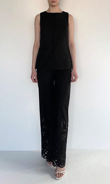 Hemant And Nandita | Rai Cotton Poplin Straight Pants | Black