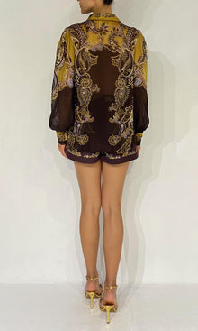 Hemant And Nandita | Reem Viscose Flat Chiffon Shirt | Brown