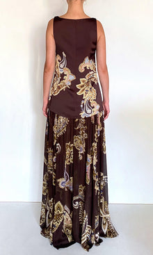Womens | Reem Polyester Double Satin Low Armhole Maxi Dress | Brown
