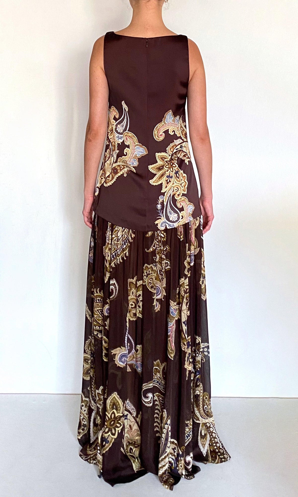 Womens | Reem Polyester Double Satin Low Armhole Maxi Dress | Brown