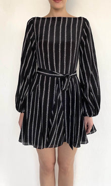Hemant And Nandita | Rekh Viscose Crepe Mini Dress With Tie Up Belt | Black