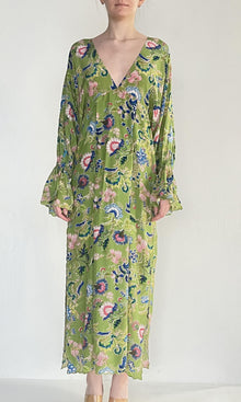 Hemant And Nandita | Rhea Viscose Crepe Kaftan | Green Multi