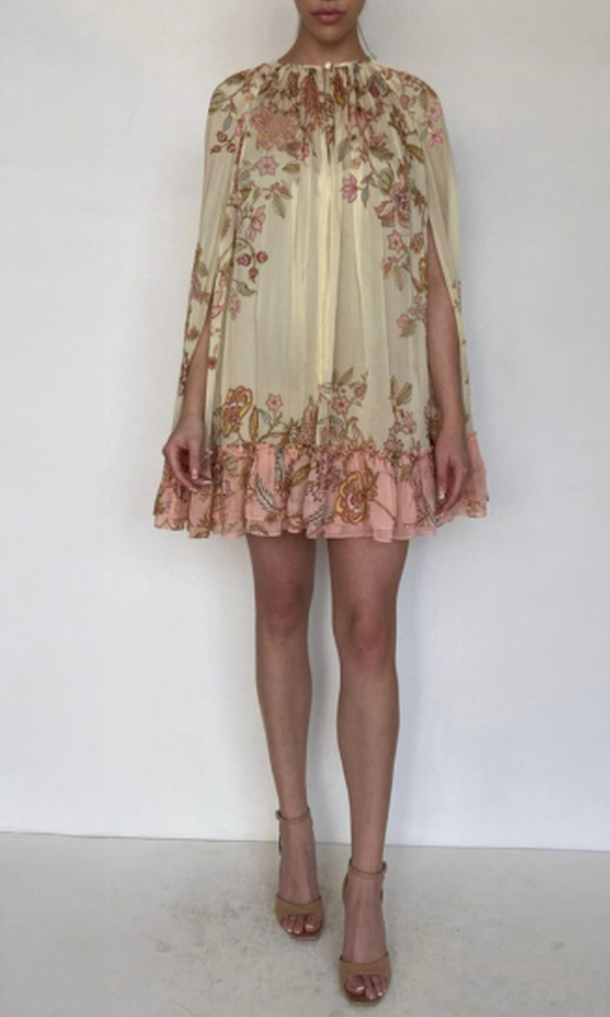 Womens | Riah Flat Chiffon Mini Cape With Slip | Printed