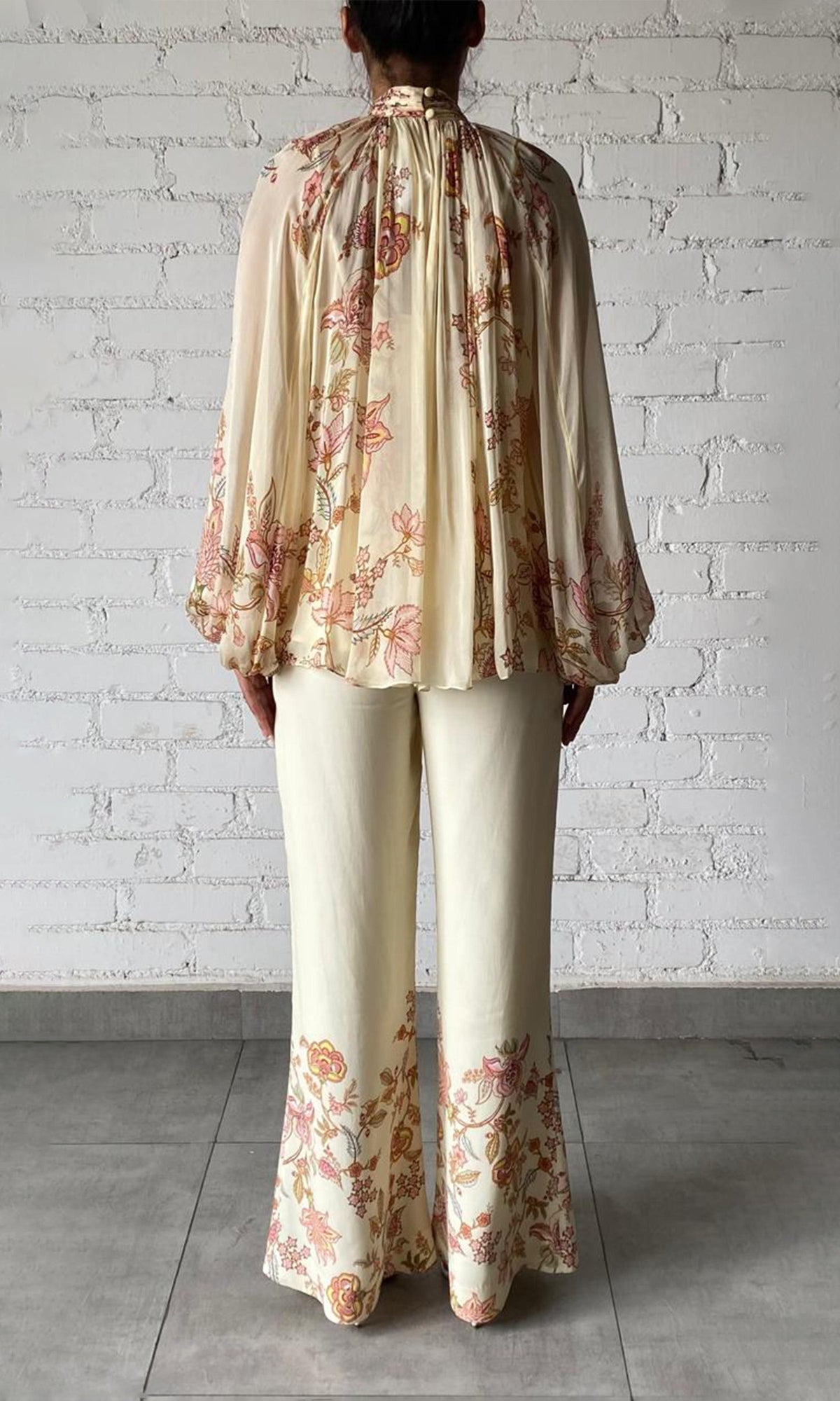 Hemant And Nandita | Riah Viscose Flat Chiffon Top | Ivory