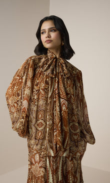 Womens | Rida Viscose Flat Chiffon Boho Tie Top | Multi