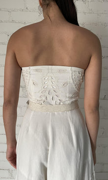 Hemant And Nandita | Runa Linen Cotton Jumpsuit With Buckle Belt | Off White