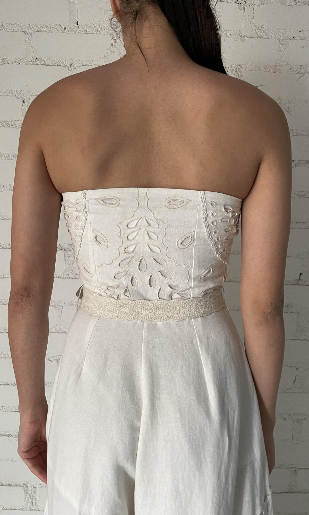 Hemant And Nandita | Runa Linen Cotton Jumpsuit With Buckle Belt | Off White