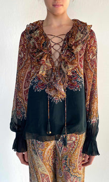 Womens | Ruza Viscose Flat Chiffon Top | Green Multi