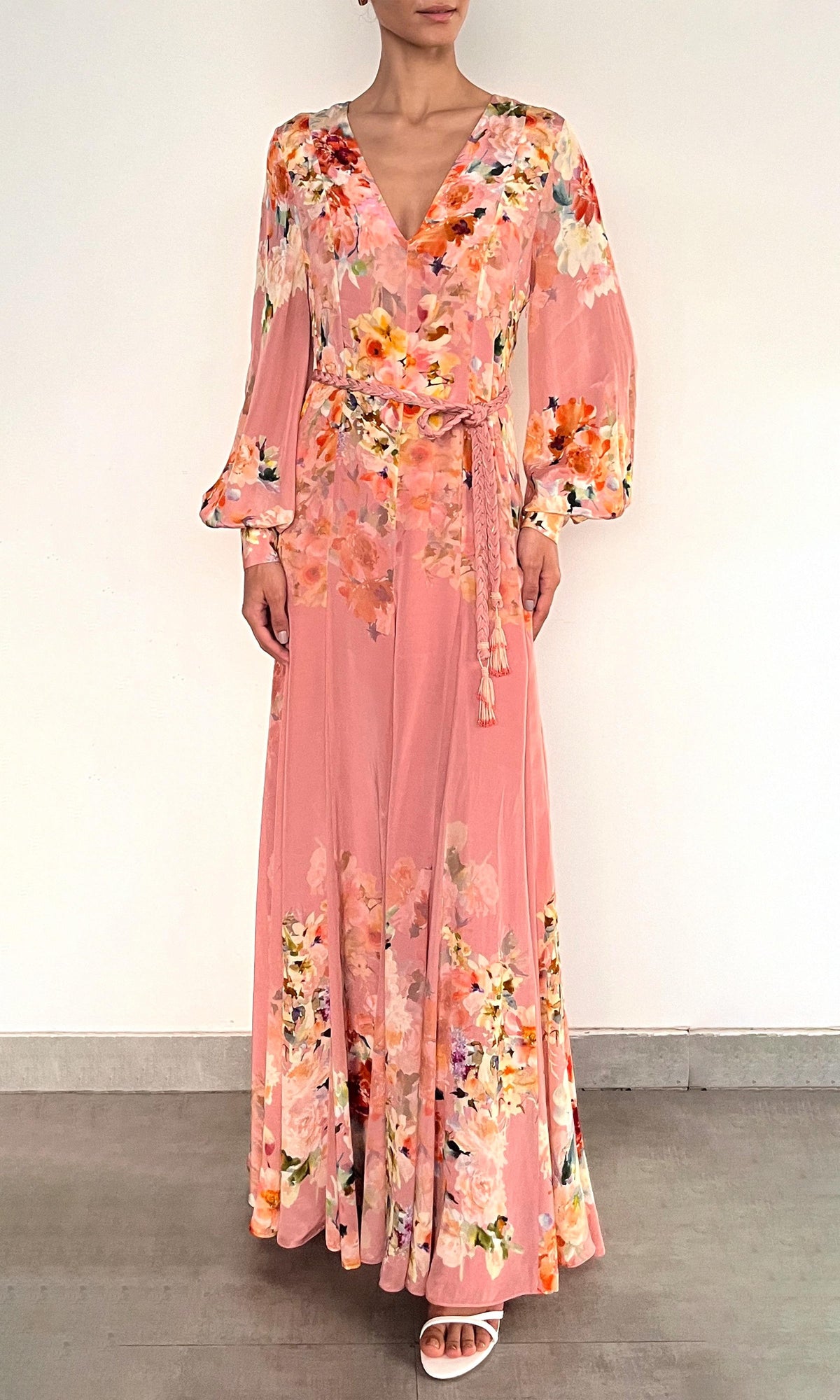Hemant And Nandita | Saba Viscose Long Dress | Pink