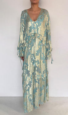 Womens | Sahar Viscose Georgette Lurex Kaftan | Blue