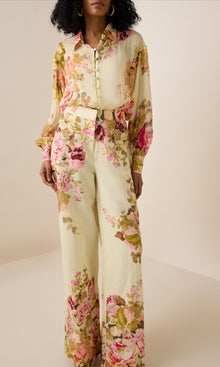 Womens | Sama Viscose Chiffon Shirt With Cami | Ivory Multi