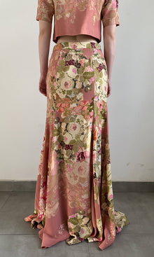 Hemant And Nandita | Sama Viscose Crepe Long Dress | Peach Floral