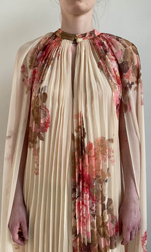 Hemant And Nandita | Sama Polyester Chiffon Pleated Maxi Dress | Ivory Multi