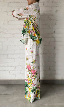 Hemant And Nandita | Taha Cotton Schiffli Oversized Shirt With Cami | White Floral