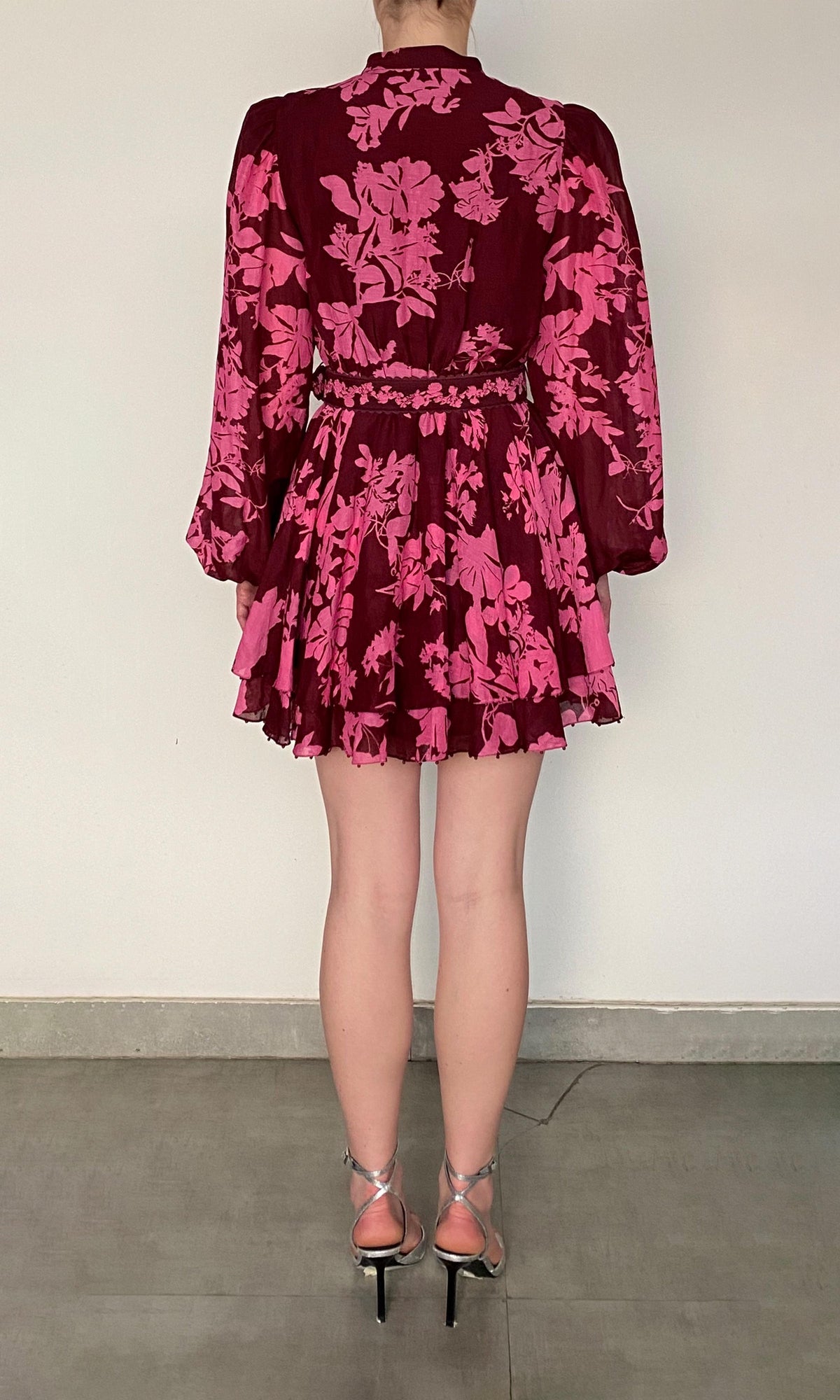 Hemant And Nandita | Tehr Linen Cotton Short Dress | Magenta