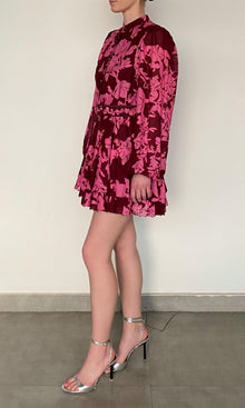 Hemant And Nandita | Tehr Linen Cotton Short Dress | Magenta