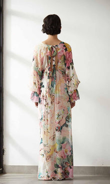 Hemant And Nandita | Teien Viscose Crepe Flower Jacquard Kaftan | Pastel
