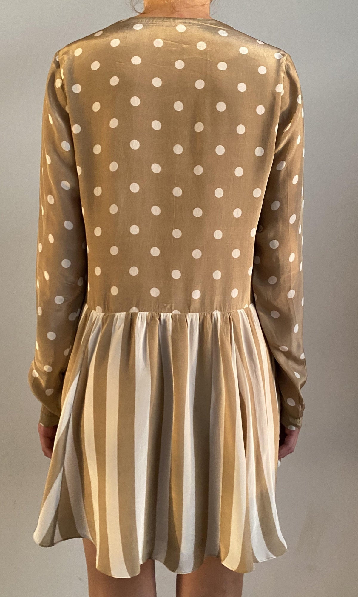 Hemant And Nandita | Tira Viscose Crepe Short Dress | Brown White