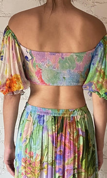 Womens | Tiva Viscose Crinkle Chiffon Crop Top | Multicolor