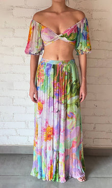 Womens | Tiva Viscose Crinkle Chiffon Crop Top | Multicolor