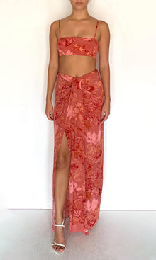 Hemant And Nandita | Vine Viscose Natural Crepe Bandeau | Coral