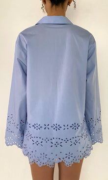 Hemant And Nandita | Viva Poplin Drop Shoulder Collared Tunic | Powder Blue
